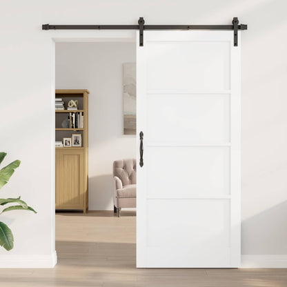 Sliding Door 93 x 211 cm Engineered Wood White and Black