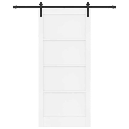 Sliding Door 93 x 211 cm Engineered Wood White and Black