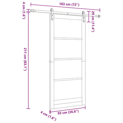 Sliding Door 93 x 211 cm Engineered Wood White and Black