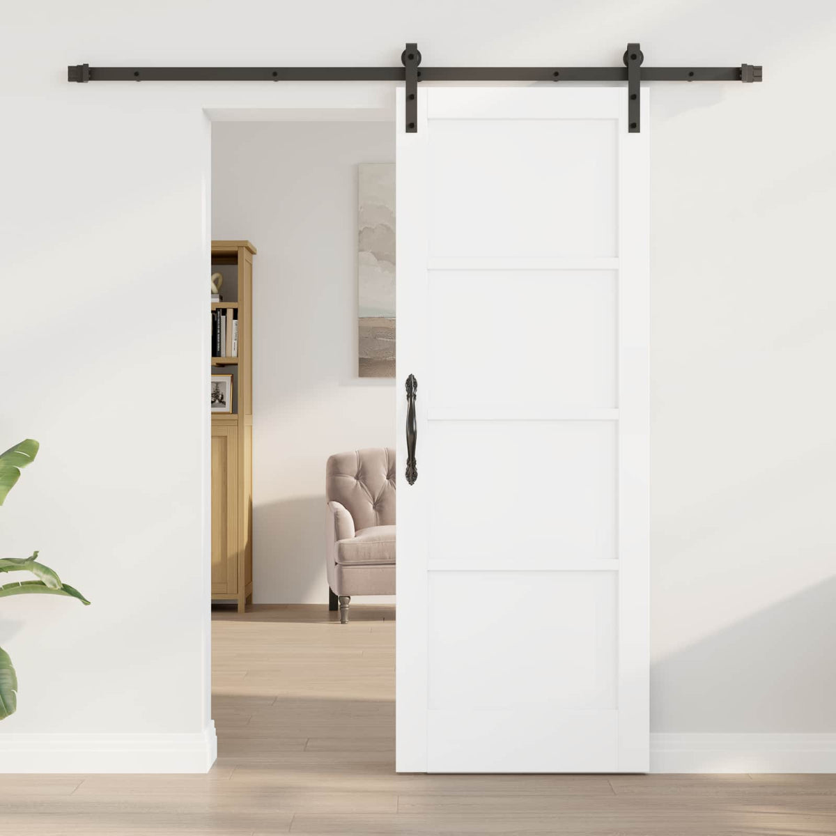 Sliding Door 73.5 x 198.5 cm Engineered Wood White and Black