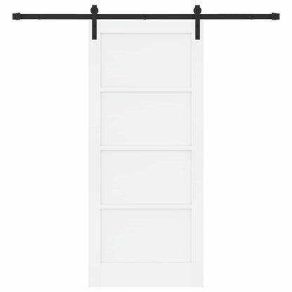 Sliding Door 86 x 198.5 cm Engineered Wood White and Black