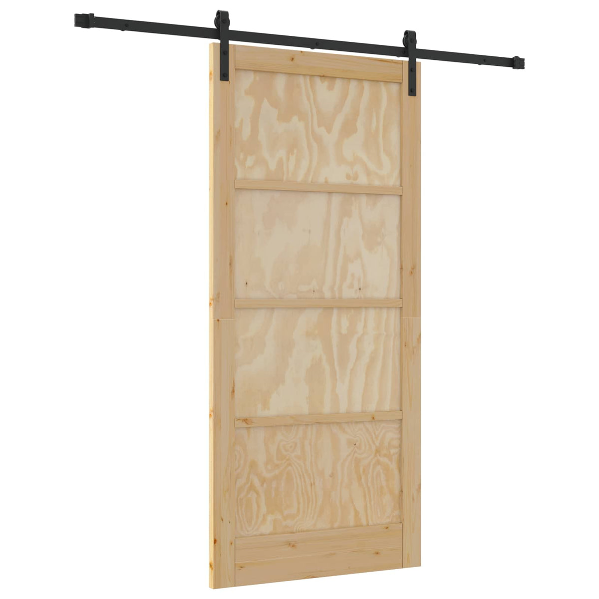 Sliding Door 93 x 202 cm Engineered Wood Natural and Black