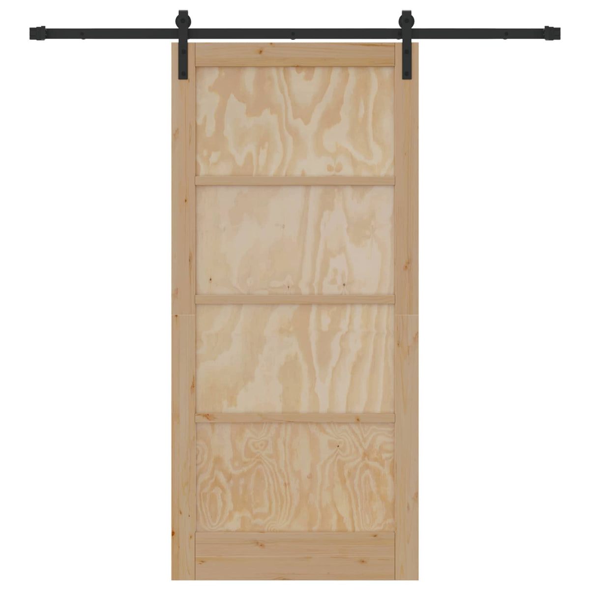 Sliding Door 93 x 202 cm Engineered Wood Natural and Black