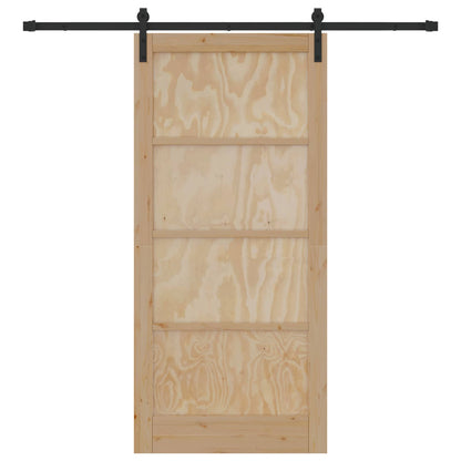 Sliding Door 93 x 202 cm Engineered Wood Natural and Black