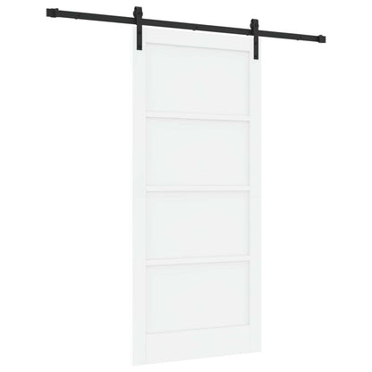 Sliding Door 93 x 202 cm Engineered Wood White and Black