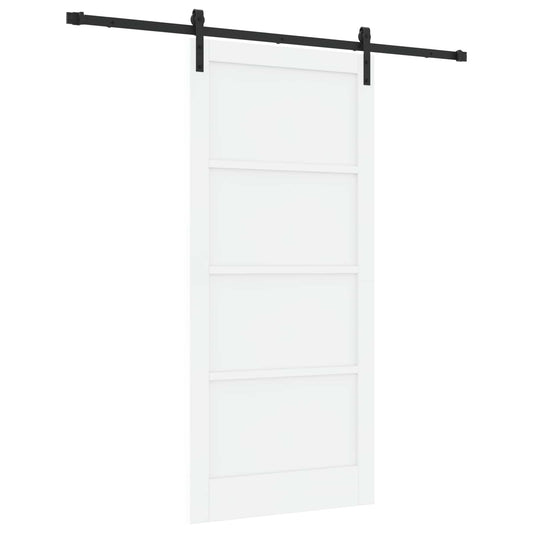 Sliding Door 93 x 202 cm Engineered Wood White and Black