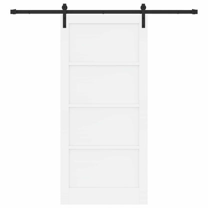 Sliding Door 93 x 202 cm Engineered Wood White and Black