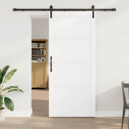 Sliding Door 93 x 211 cm Engineered Wood White and Black