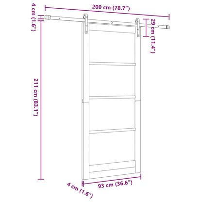 Sliding Door 93 x 211 cm Engineered Wood White and Black