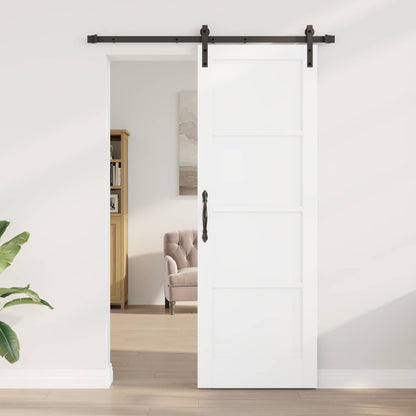 Sliding Door 73.5 x 211 cm Engineered Wood White and Black