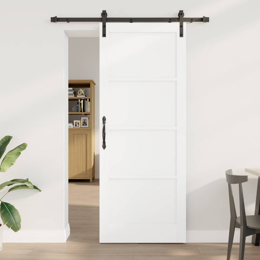 Sliding Door 83 x 211 cm Engineered Wood White and Black