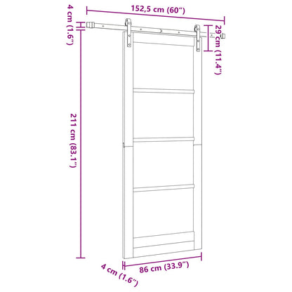 Sliding Door 86 x 211 cm Engineered Wood White and Black