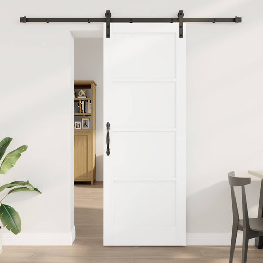 Sliding Door 78 x 211 cm Engineered Wood White and Black