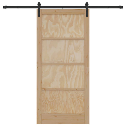 Sliding Door 93 x 202 cm Engineered Wood Natural and Black