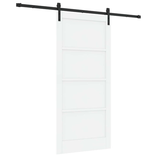 Sliding Door 93 x 202 cm Engineered Wood White and Black