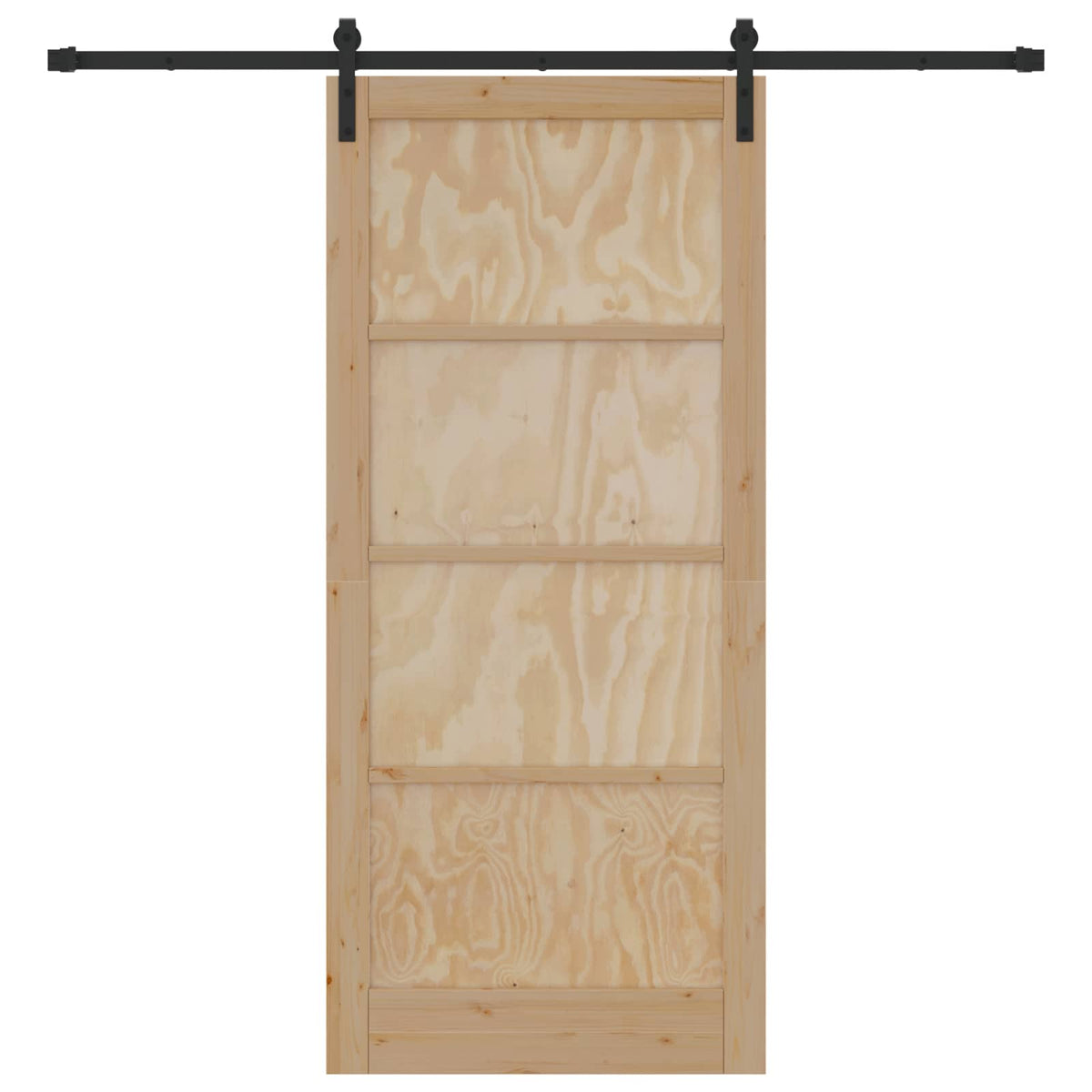 Sliding Door 93 x 211 cm Engineered Wood Natural and Black