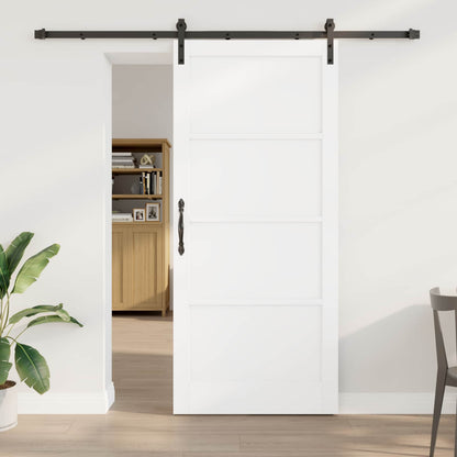 Sliding Door 93 x 211 cm Engineered Wood White and Black