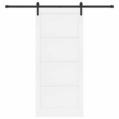 Sliding Door 93 x 211 cm Engineered Wood White and Black