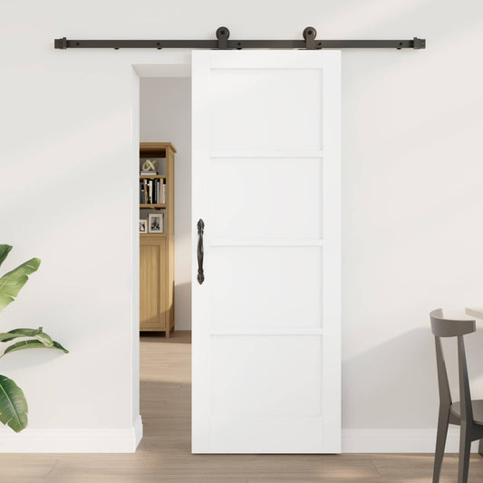Sliding Door 73.5 x 198.5 cm Engineered Wood White and Black