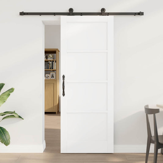 Sliding Door 78 x 202 cm Engineered Wood White and Black