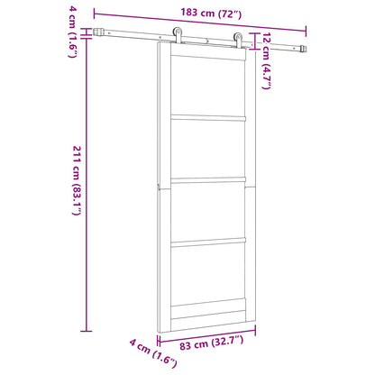 Sliding Door 83 x 211 cm Engineered Wood White and Black