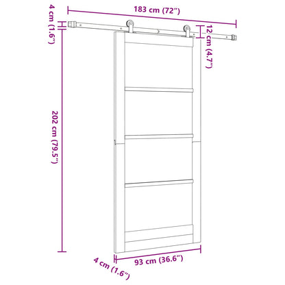 Sliding Door 93 x 202 cm Engineered Wood Natural and Black