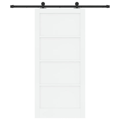 Sliding Door 93 x 202 cm Engineered Wood White and Black
