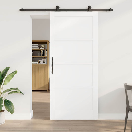 Sliding Door 93 x 211 cm Engineered Wood White and Black