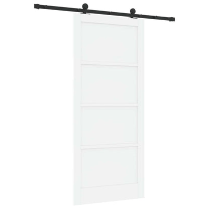 Sliding Door 93 x 211 cm Engineered Wood White and Black