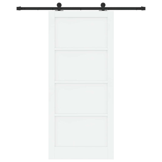 Sliding Door 93 x 211 cm Engineered Wood White and Black