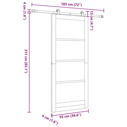 Sliding Door 93 x 211 cm Engineered Wood White and Black