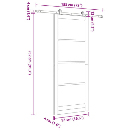 Sliding Door 93 x 232 cm Engineered Wood White and Black