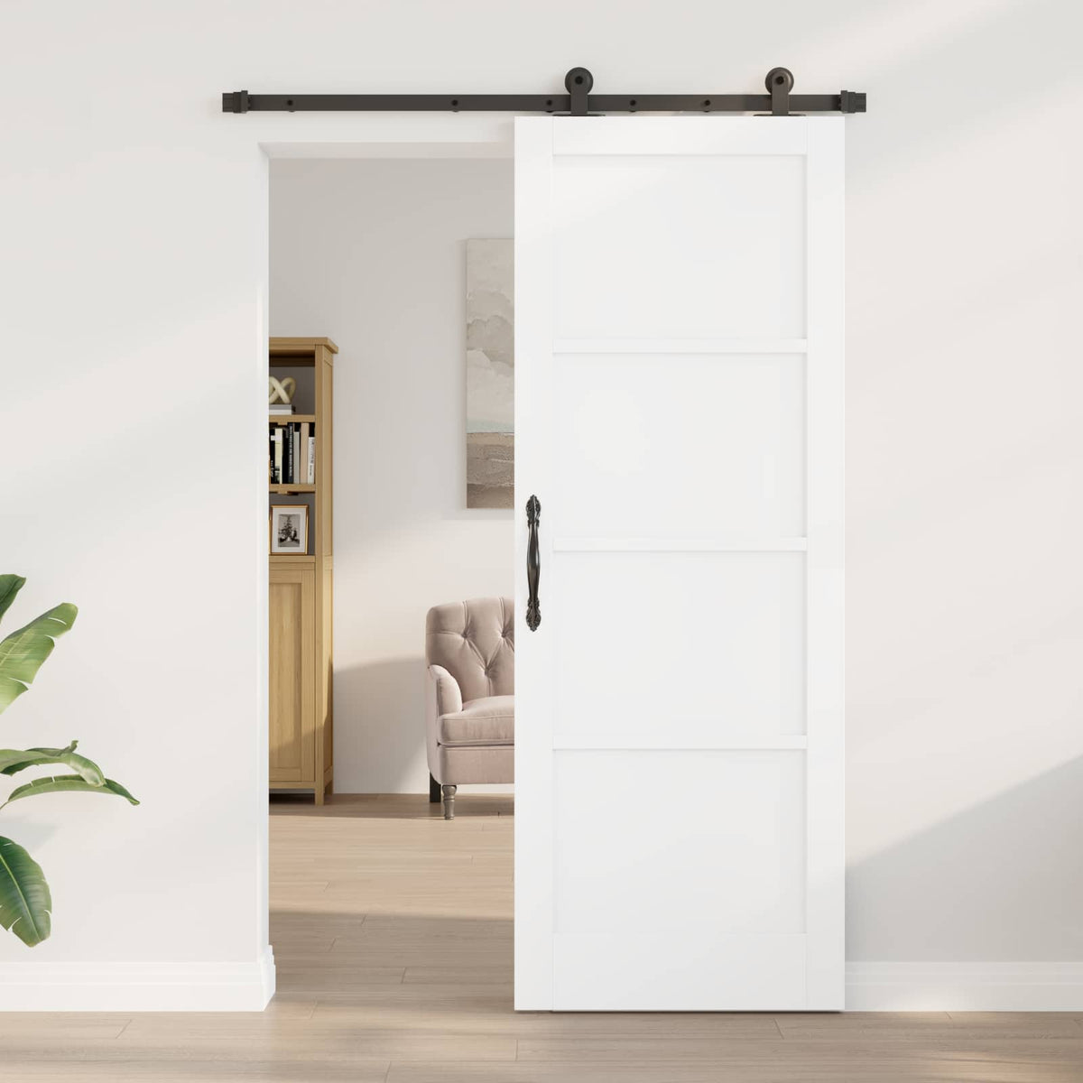 Sliding Door ORKDAL 78 x 211 cm Engineered Wood White and Black