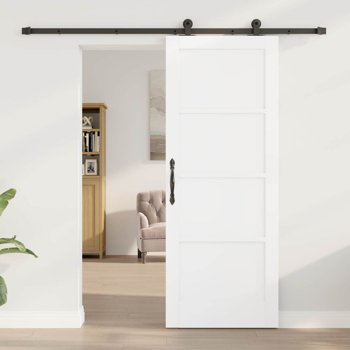 Sliding Door ORKDAL 78 x 202 cm Engineered Wood White and Black