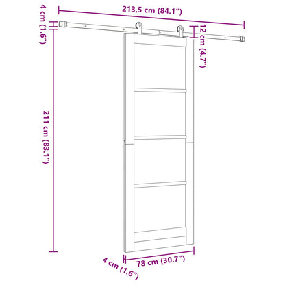 Sliding Door ORKDAL 78 x 211 cm Engineered Wood White and Black