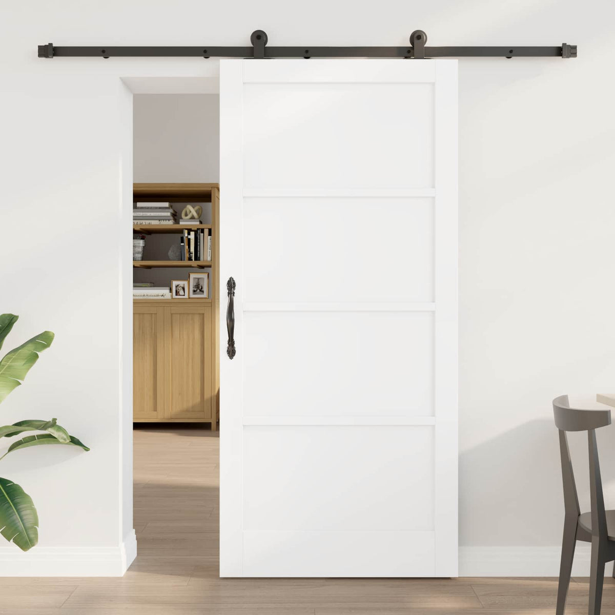 Sliding Door ORKDAL 93 x 202 cm Engineered Wood White and Black