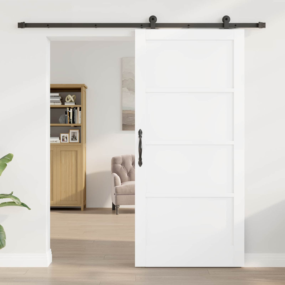 Sliding Door ORKDAL 93 x 202 cm Engineered Wood White and Black