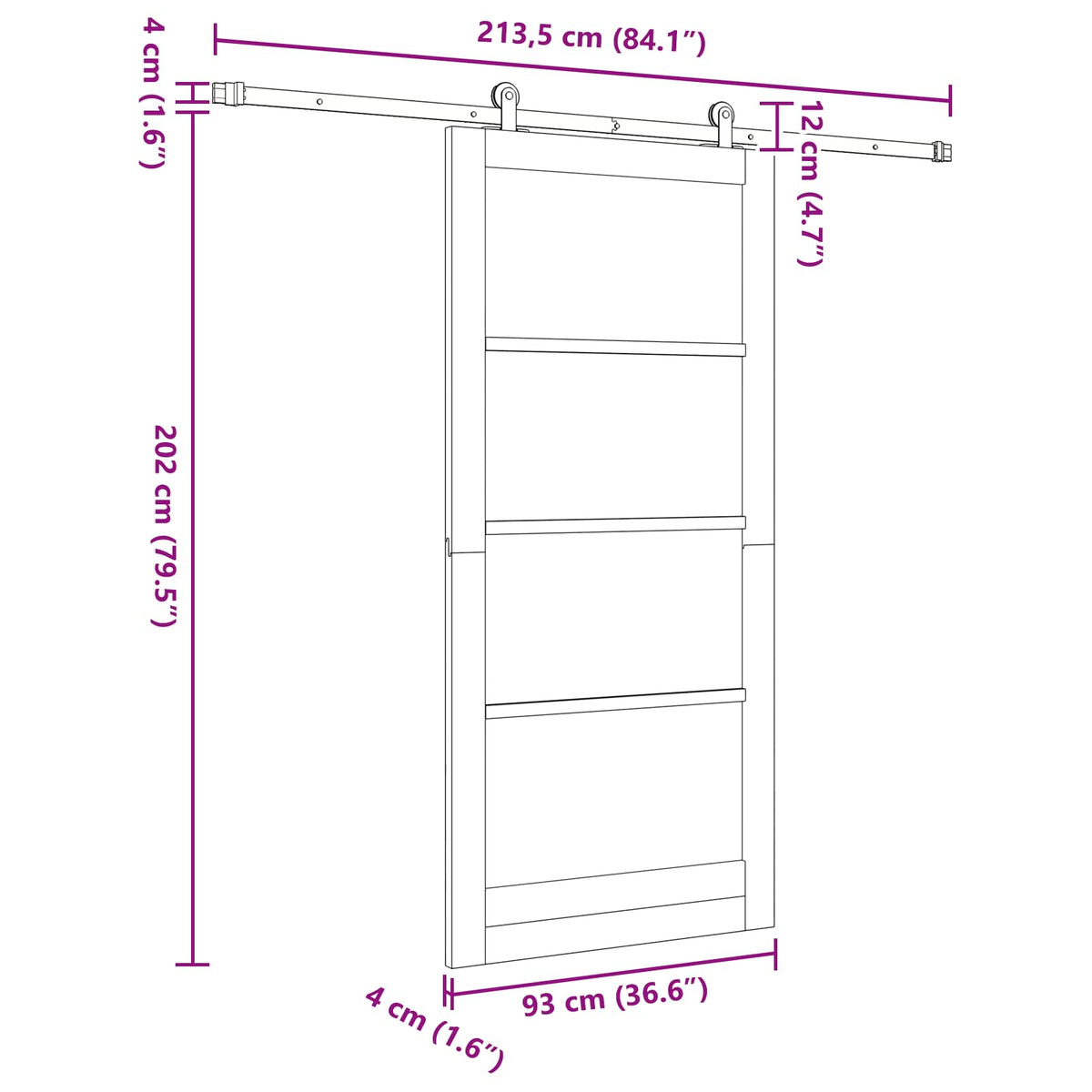 Sliding Door ORKDAL 93 x 202 cm Engineered Wood White and Black