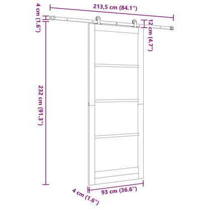 Sliding Door ORKDAL 93 x 232 cm Engineered Wood White and Black