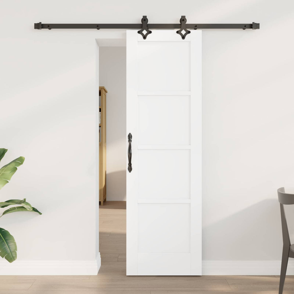 Sliding Door 61 x 198.5 cm Engineered Wood White and Black