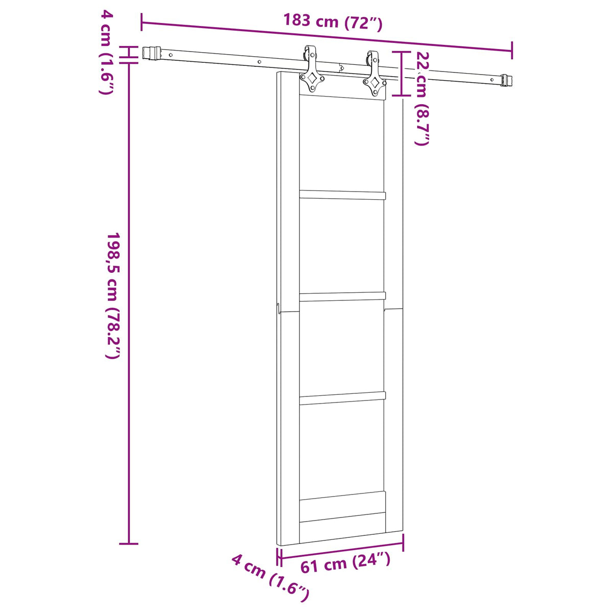 Sliding Door 61 x 198.5 cm Engineered Wood White and Black