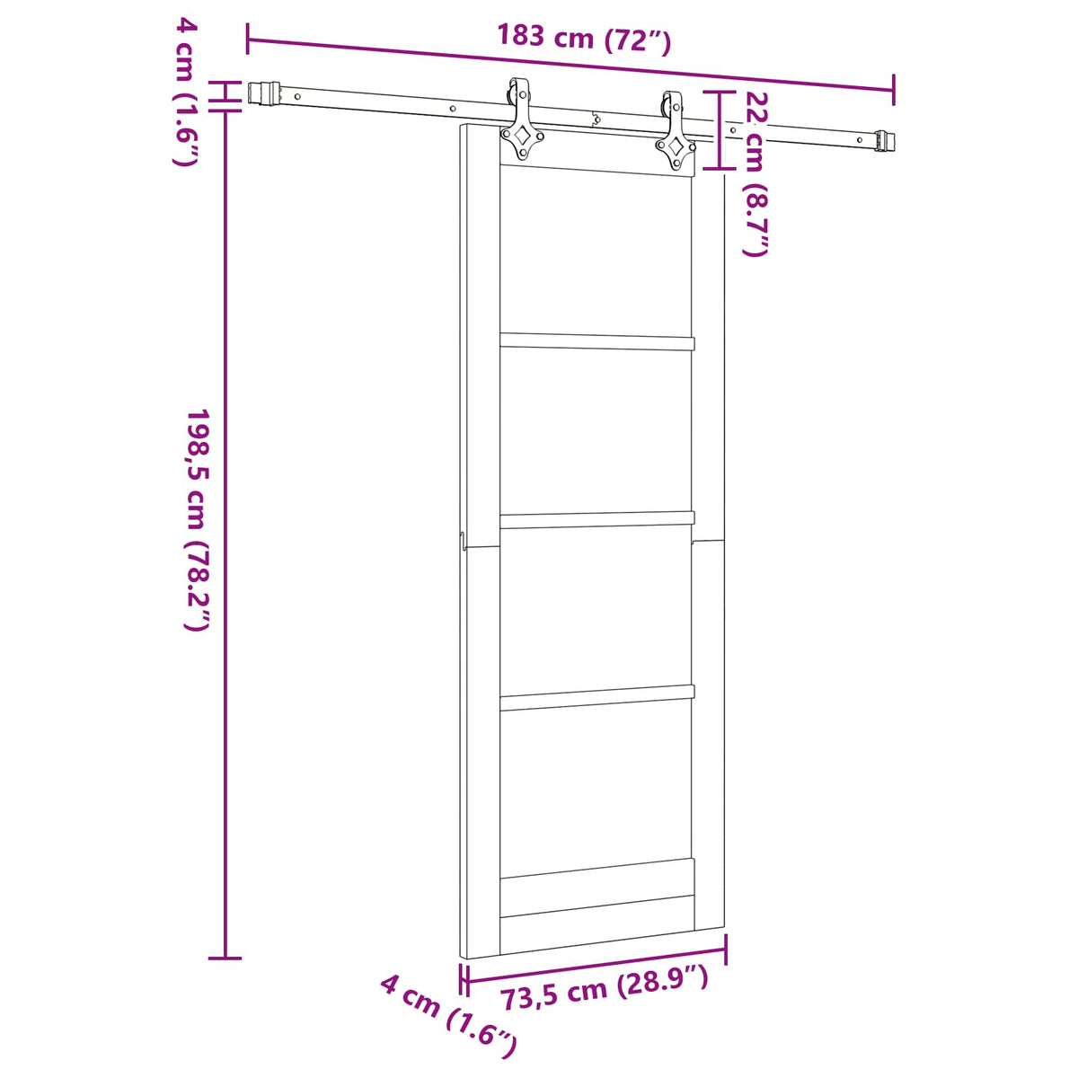 Sliding Door 73.5 x 198.5 cm Engineered Wood White and Black