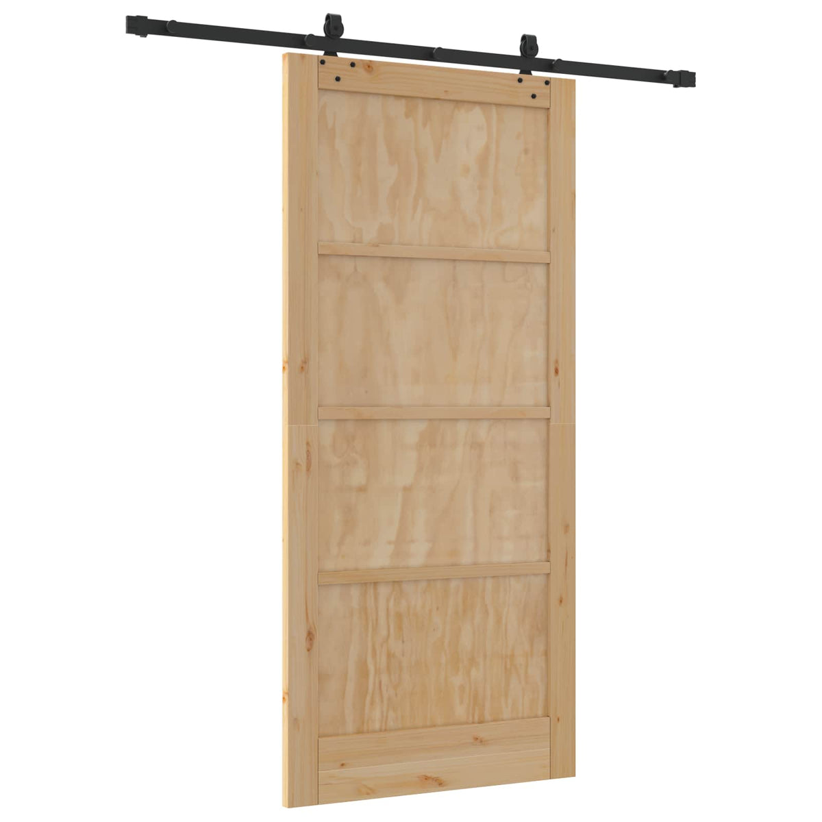 Sliding Door 93 x 202 cm Engineered Wood Natural and Black