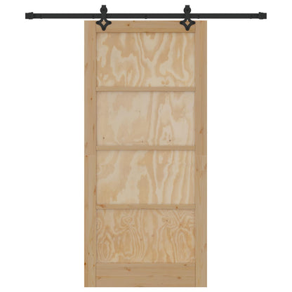 Sliding Door 93 x 202 cm Engineered Wood Natural and Black