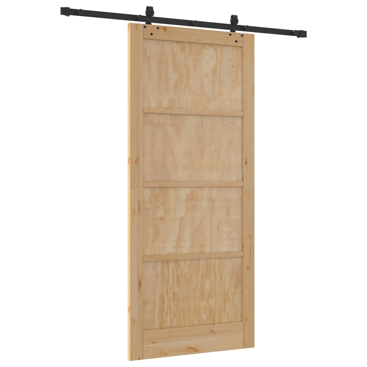Sliding Door 93 x 211 cm Engineered Wood Natural and Black