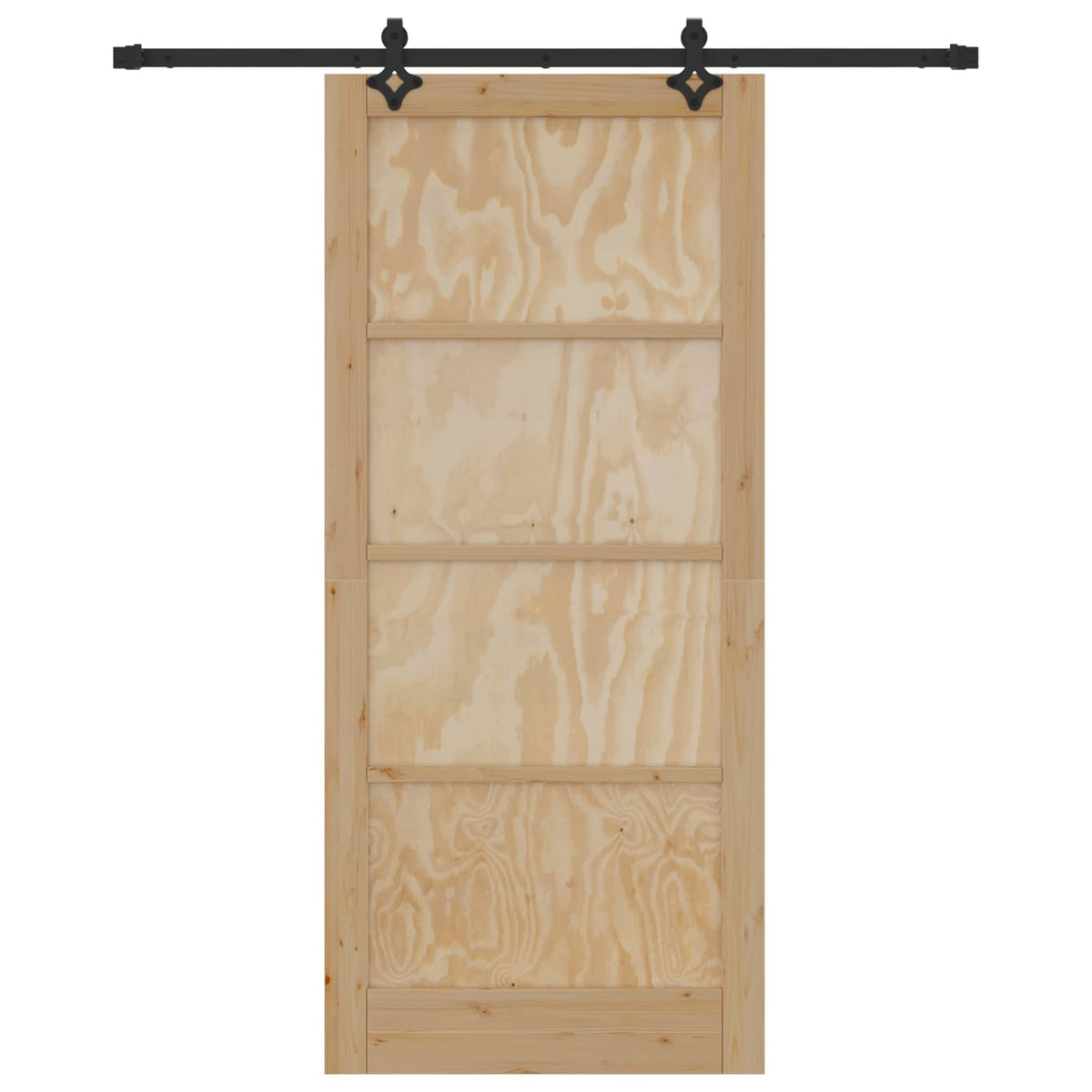 Sliding Door 93 x 211 cm Engineered Wood Natural and Black
