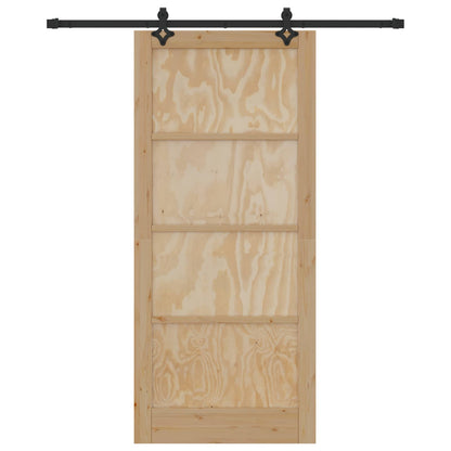 Sliding Door 93 x 211 cm Engineered Wood Natural and Black