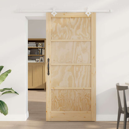 Sliding Door 93 x 202 cm Engineered Wood Natural and White