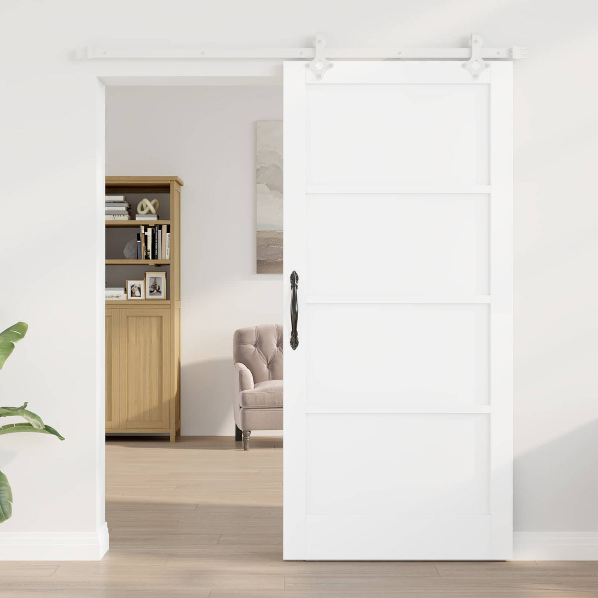 Sliding Door 93 x 202 cm Engineered Wood White