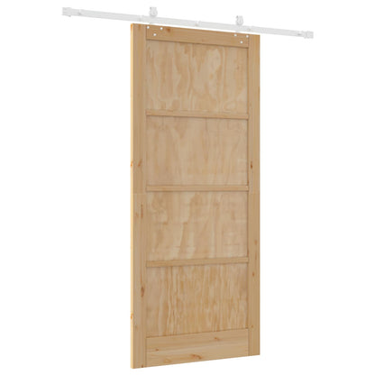 Sliding Door 93 x 211 cm Engineered Wood Natural and White